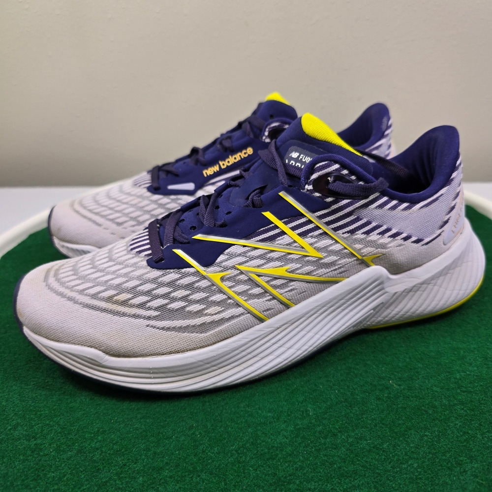 New Balance FuelCell Prism v2 Running Shoes Womens 8 White Navy Yellow WFCPZLM2
